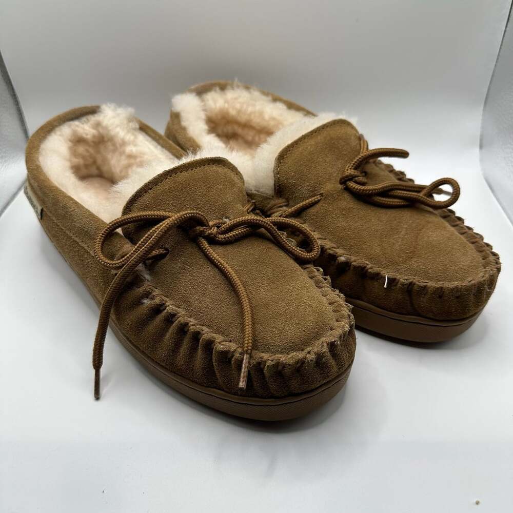 Bearpaw Moccasin Mens Moc II Slippers Hickory Suede Brown Size 8 Slippers